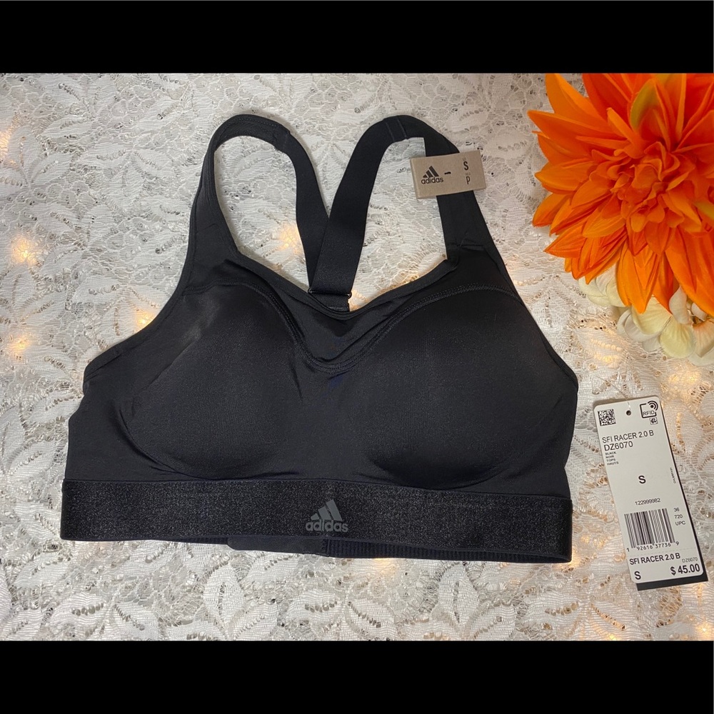 NWT Adidas Black SFI Racer 2.0 B Sports Bra